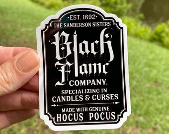 Sticker 16P Black Flame Candle Dark Tumbler Label Vinyl Decal PRINTED White Clear Transparent Glitter Sticker