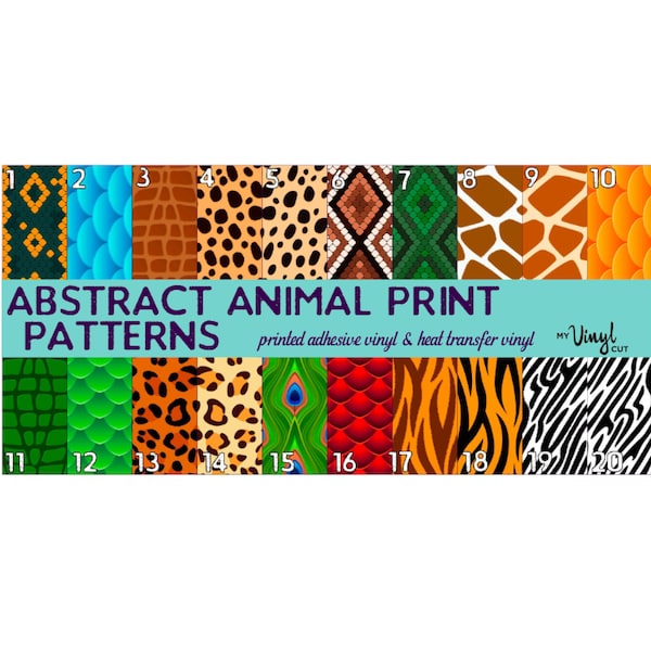 Animal Print HTV Heat Transfer Printed Vinyl Pattern 12 x 12 sheet for shirts and or Permanent Outdoor Adhesive Vinyl for cups, car windows