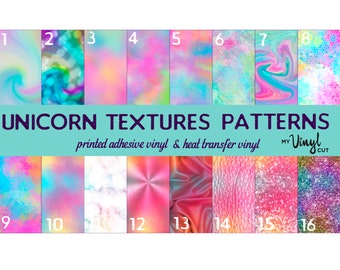 Unicorn Textures Patterned Printed Vinyl - HTV Heat Transfer Vinyl 12 x 12 inch sheet for shirts - Permanent Adhesive Vinyl for cups, cars