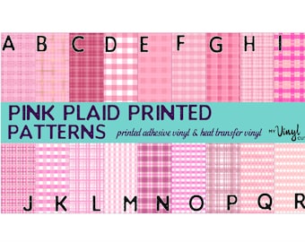 Printed Vinyl PINK PLAID Patterns 12 x 12 inch sheet of Heat Transfer Vinyl (htv) or Adhesive Vinyl Choose Pattern Choose type of vinyl