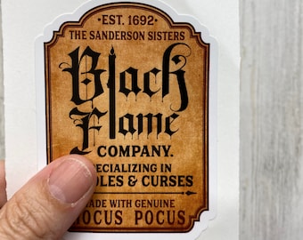 Sticker | 16C | Black Flame Candle Light Tumbler Label Vinyl Decal PRINTED White Clear Transparent Glitter Sticker
