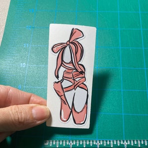 Sticker 39L Watercolor Pink Ballet Toe Pointe Shoes PRINTED vinyl sticker White or Clear Sticker Permanent Adhesive Waterproof Ink CLEARANCE