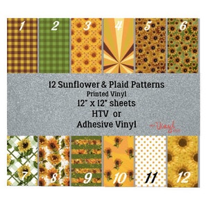 Sunflowers Floral Patterns HTV Heat Transfer Printed Vinyl Pattern 12 x 12 sheet for shirts  Permanent Outdoor Adhesive Vinyl