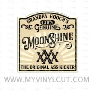 HTV Transfer Printed Heat Transfer Vinyl for shirt Moonshine Label Press at home on your shirt or hat Tee t shirt transfer Iron On 3 x 3 in