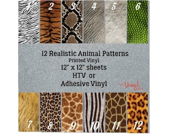 Realistic Animal Fur Patterned Vinyl and HTV Printed on Adhesive Vinyl and Heat Transfer Vinyl including glitter My Vinyl Cut brand 17 x 12
