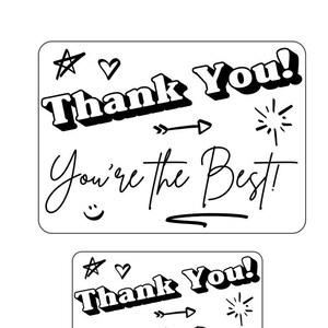 20 Thermal Label Pack Thank You Black and White Thermal Label Stickers for your packaging Packaging Stickers