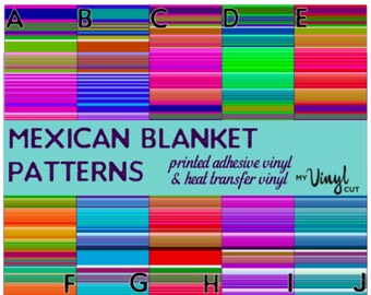 Printed Vinyl Mexican Blanket Patterned Heat Transfer or Adhesive Vinyl 12 x 12 inch sheet