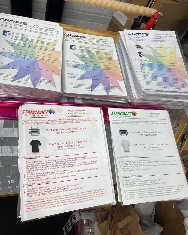 Starcraft Matte UV Laminate Vinyl 10 Pack for Inkjet Adhesive - Etsy
