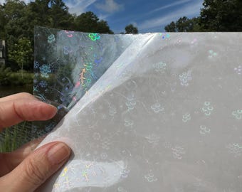 Holographic Holly Laminating Sheets 6 x 12, 8 x 11, 8 1/2 x 11, or 12 x 12 inches for Cold Laminating Sticker Overlay