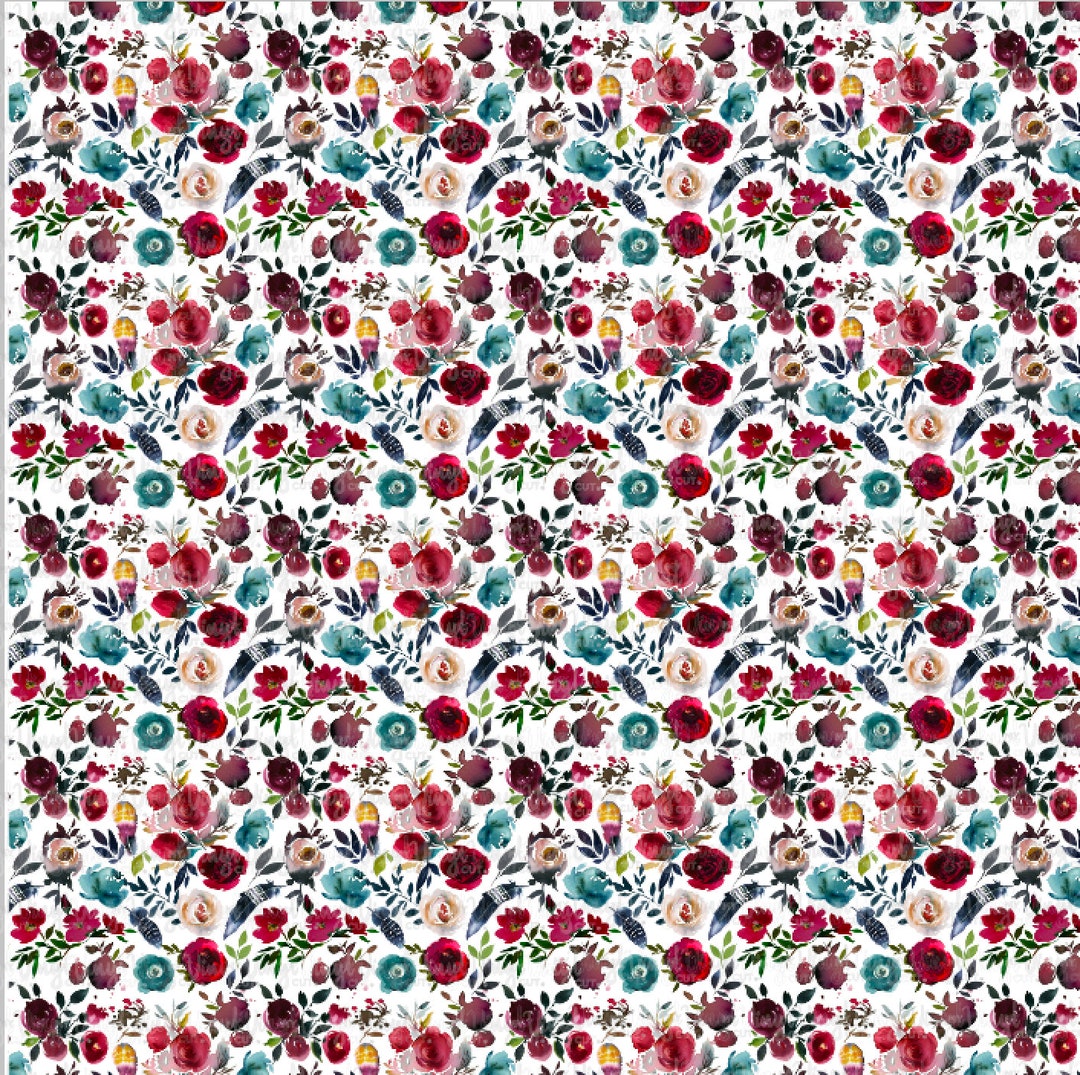 Printed Vinyl Feathers and Flowers Pattern Printed Heat Transfer Vinyl ...