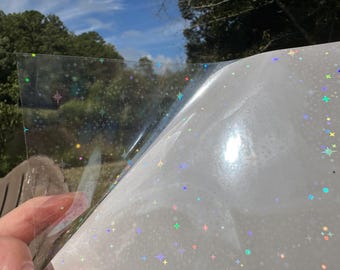 Holographic Stars Laminating Sheets 6 x 12, 8 x 11, 8 1/2 x 11, or 12 x 12 inches for Cold Laminating Sticker Overlay