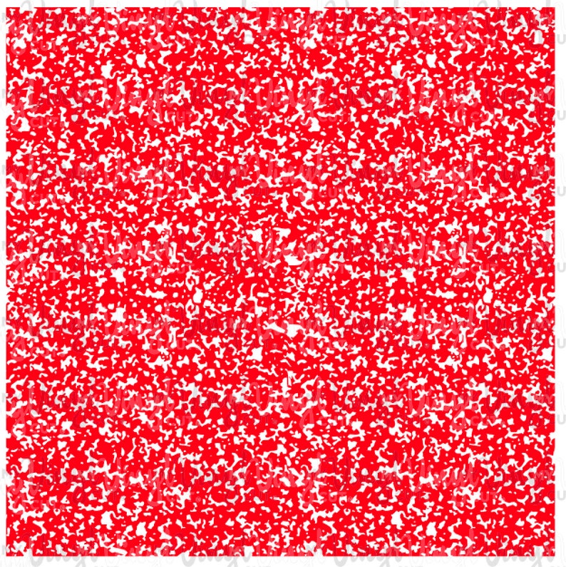 May include: Red and white speckled background with a random pattern.