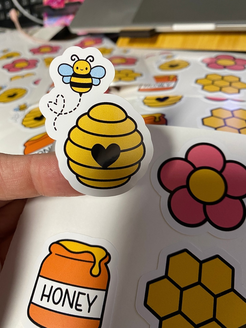 Sticker Set 48P | Honey Bee Beehive Flower | Waterproof Vinyl Sticker ...