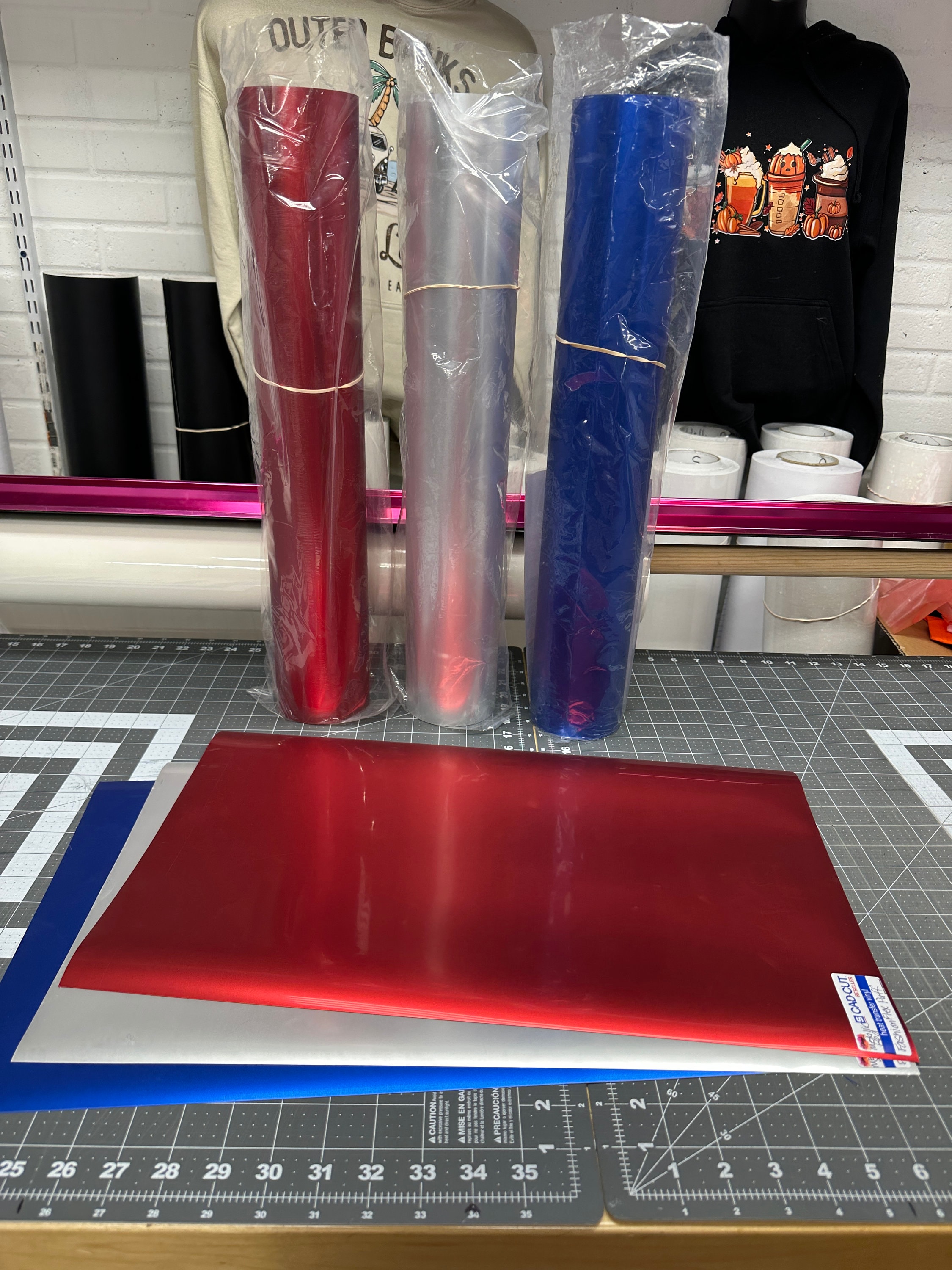 3D Metallic Red or Blue Puff Heat Transfer Vinyl HTV 12 x 19 inch sheets