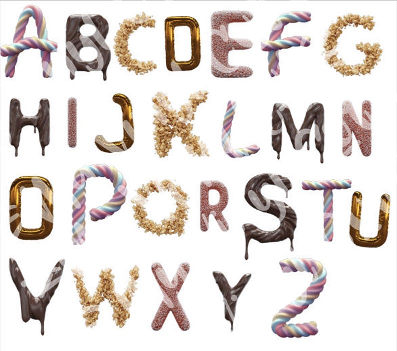 Candy Alphabet Letters PNG Lettering for print and cut or Etsy