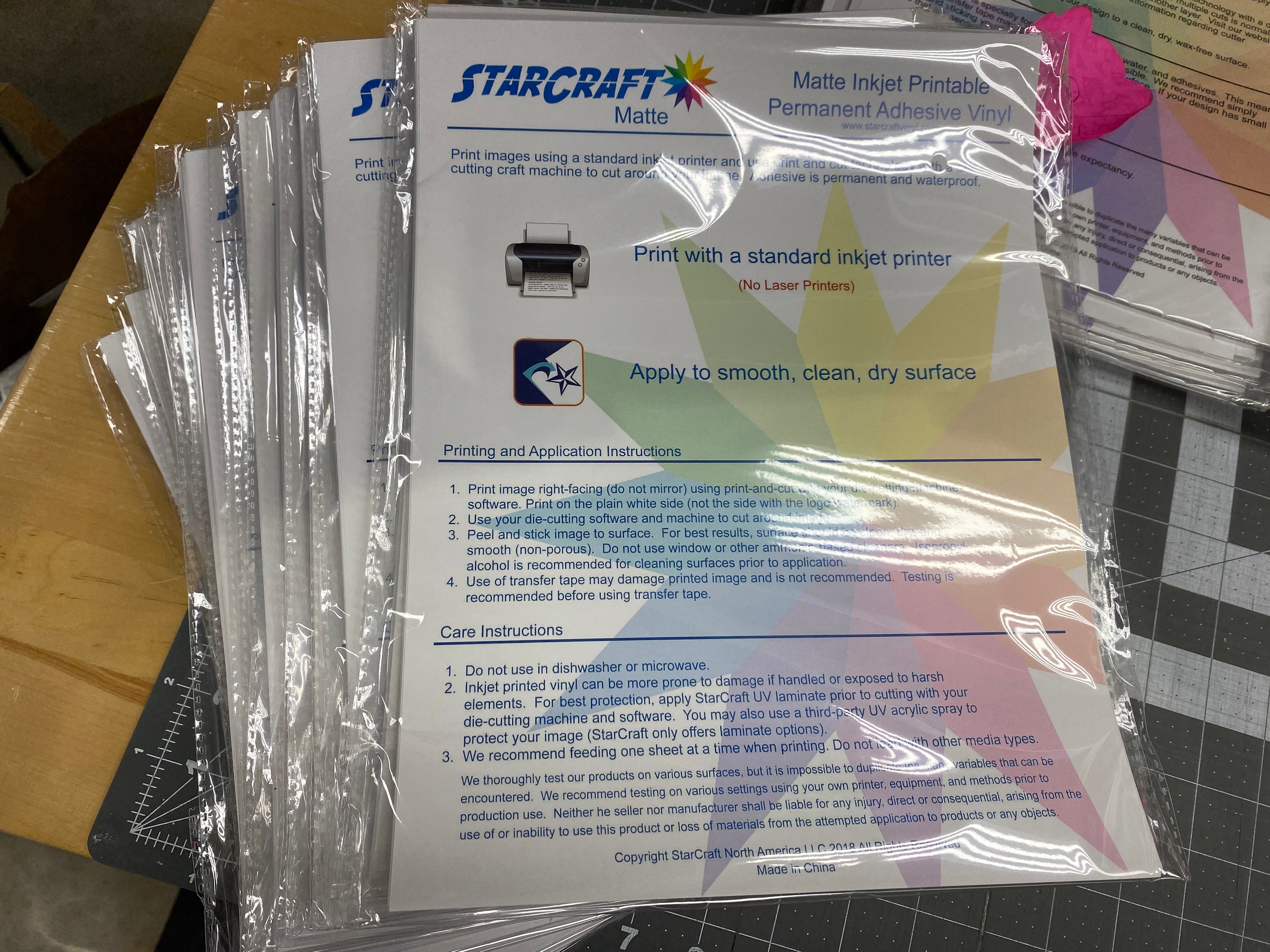 StarCraft Inkjet Printable for Matte Permanent Adhesive Vinyl
