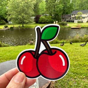 Cherries | 60C | Vinyl Sticker | Waterproof | Permanent Removable Adhesive | Window Cling | Glitter | Holographic | Clear Gloss Matte