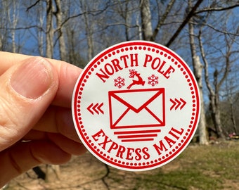 North Pole Express Christmas Sticker | 56A | 3 Sizes | From Santa Christmas Sticker | For Envelopes Packages
