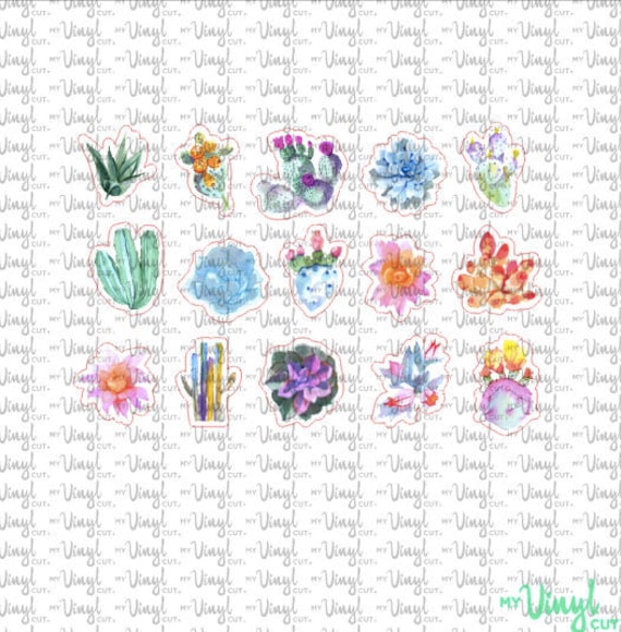 Sticker Sheet Set of 15 Stickers Watercolor Succulents | Etsy Ireland