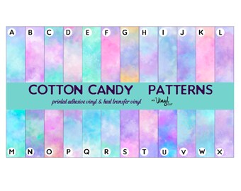 Cotton Candy Textures Patterned Printed Vinyl HTV Heat Transfer Vinyl 12 x 12 inch sheet for shirts Permanent Adhesive Vinyl for cups, cars