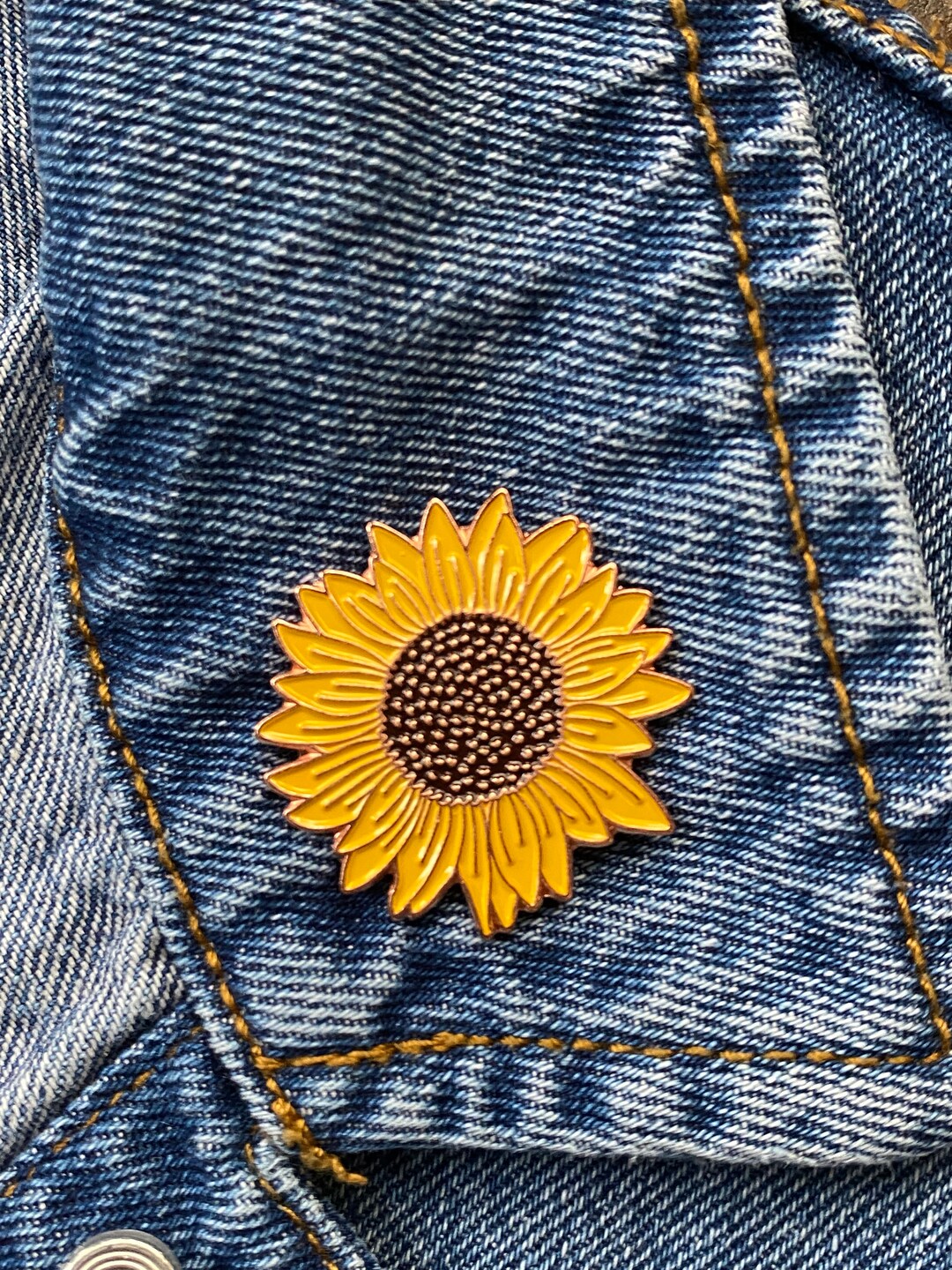 Sunflower Enamel Pin Sunflower Lapel Pin Choose Pin Back or Etsy