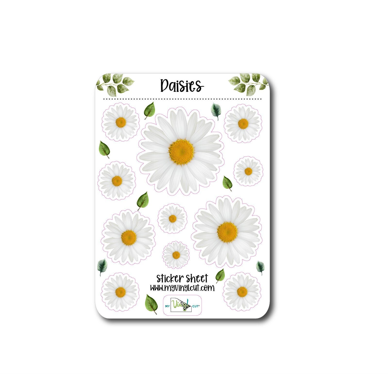 White Daisy Flower Sticker, 2 Pack Clear Inspirational Stickers for Laptop  Phone Water Bottles Car