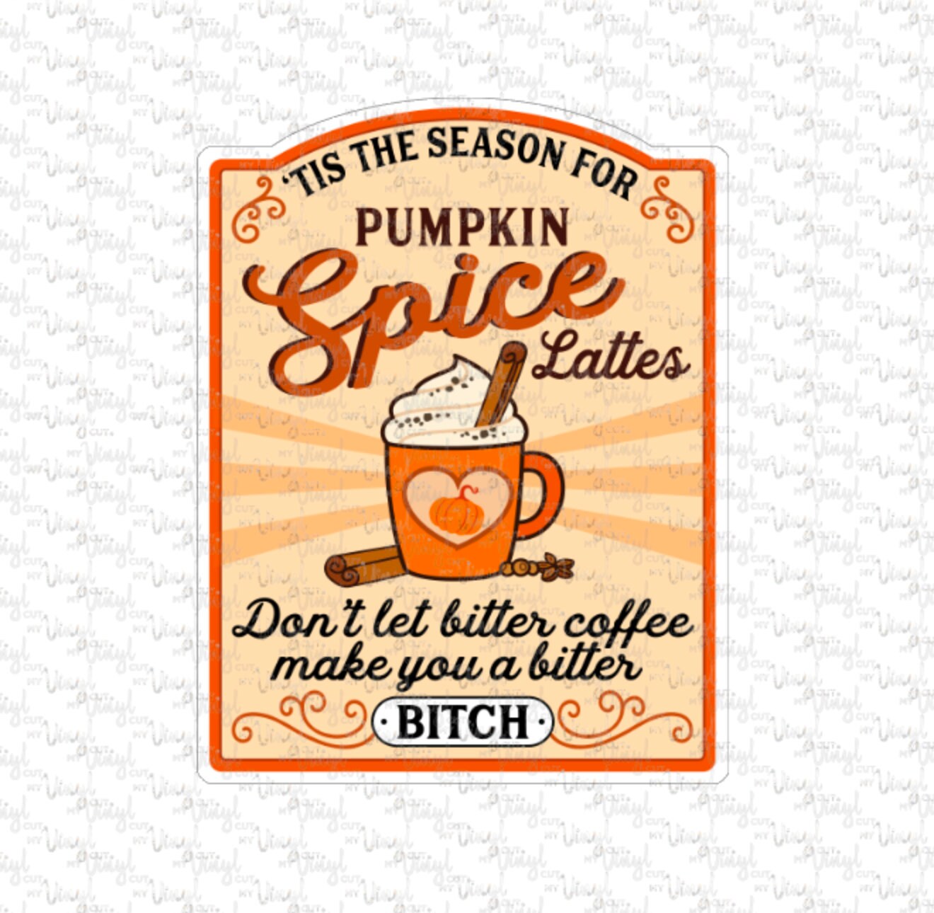 Sticker 16K Tis the Season Pumpkin Spice Latte Christmas Tumbler Label Vinyl Decal PRINTED White Clear Transparent Glitter Sticker NSFW