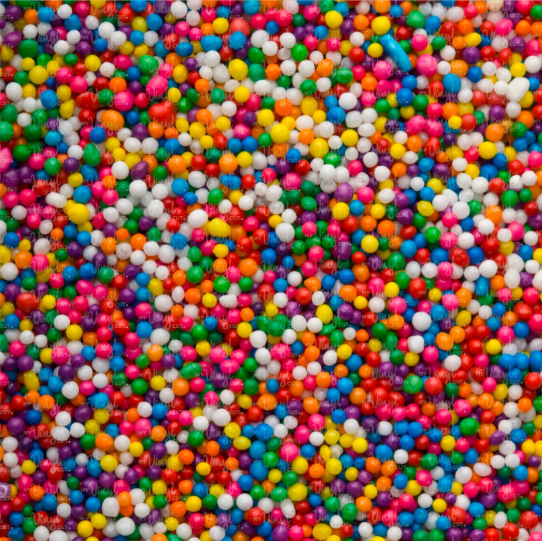 Rainbow Color Candy Dots Realistic Photo Pattern Printed Heat Transfer