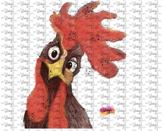 HTV Transfer A1 Crazy Rooster Chicken you add text transfer I send to you you press at home on your shirt t shirt heat transfer vinyl