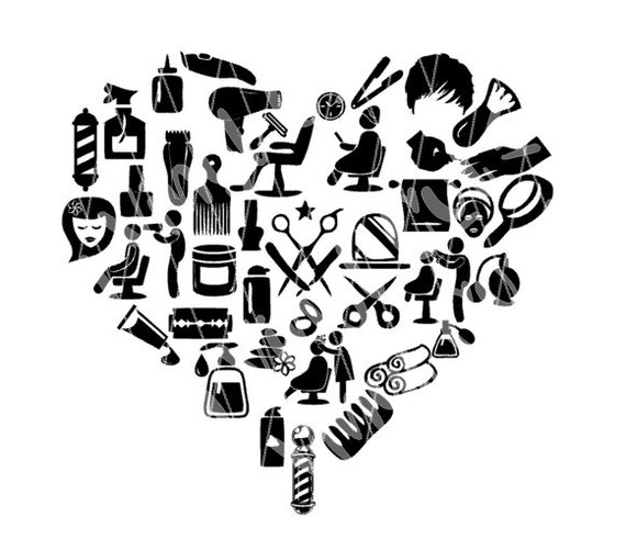 Beauty Hair Salon Stylist Barber Shop Heart SVG for Print and - Etsy
