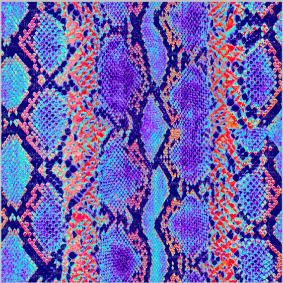 Real Elaphe Snake Skin Leather Easter Coral Printing Glossy
