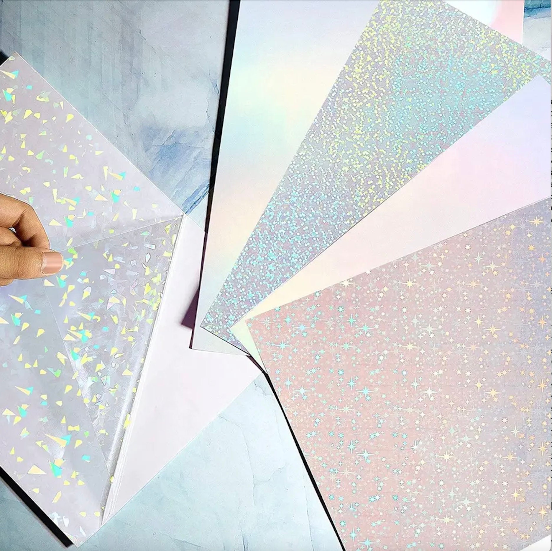 Holographic Cracked Ice Laminating Sheets 6 X 12, 8 X 11, 8 1/2 X 11, or 12  X 12 Inches for Cold Laminating Sticker Overlay 