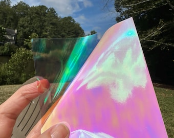 Holographic Pink Opal Laminating Sheets 4 x 12, 6 x 11, 8 1/2 x 11, or 12 x 12 inches for Cold Laminating Sticker Overlay