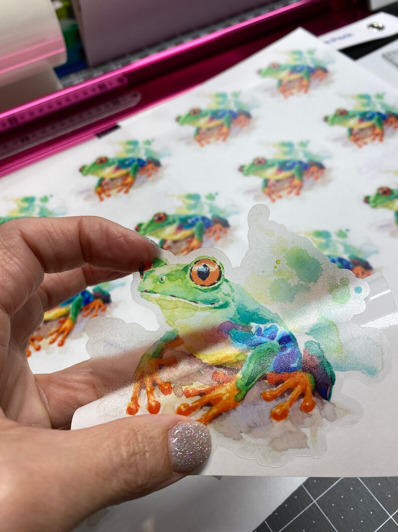 Sticker 57G Watercolor Tree Frog PRINTED Vinyl Decal White, Clear Gloss ...