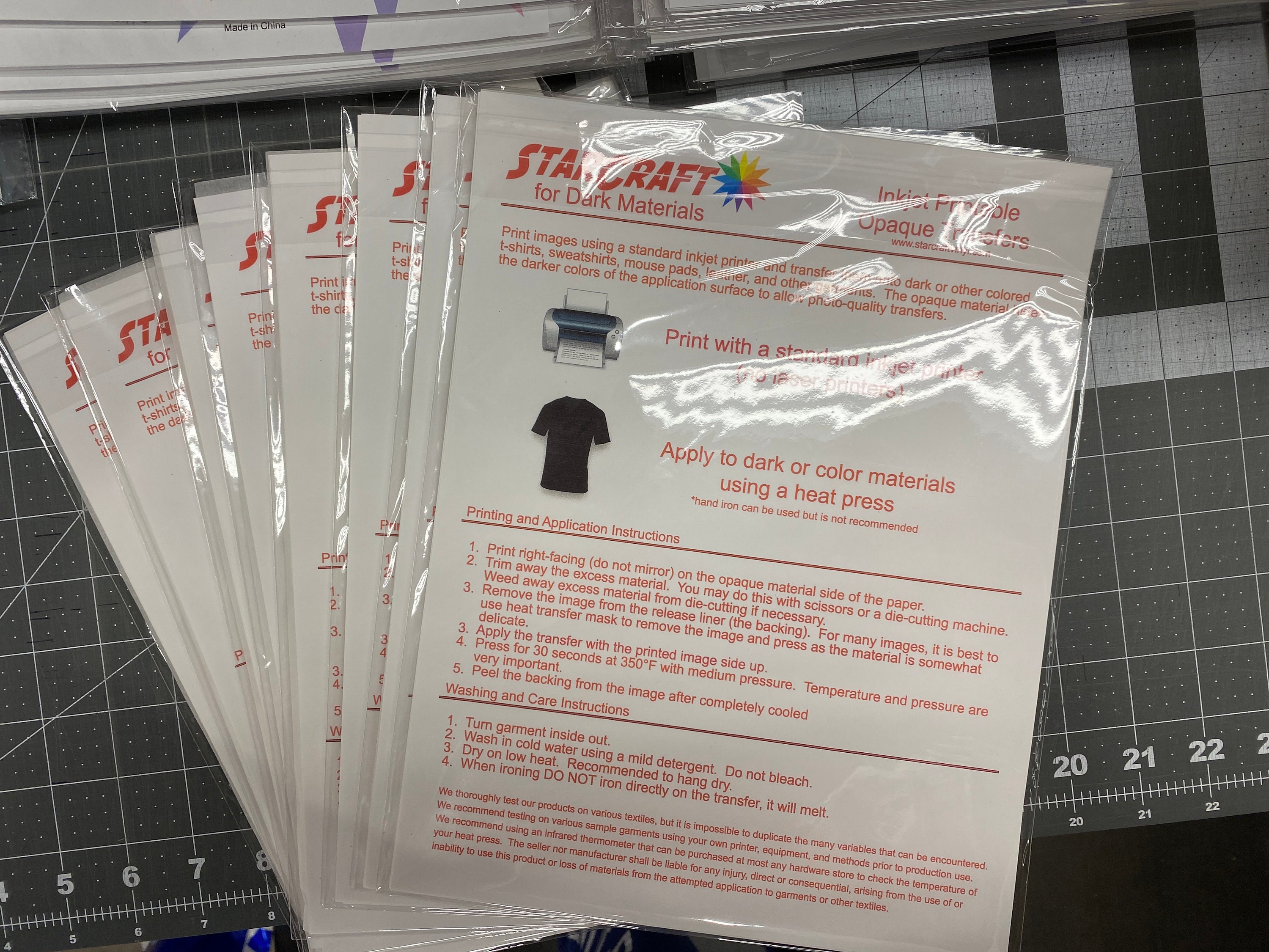 10 Sheets of Printable Heat Transfer Vinyl - Inkjet Printer and Light Fabric