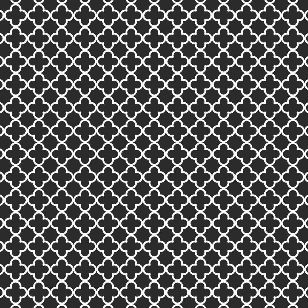 Black and White Quatrefoil Pattern Printed Heat Transfer Vinyl Etsy