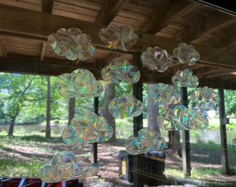 Clouds Shaped Sun Catcher Window Stickers 3 x 3 inches Set of 14