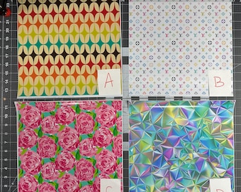 Printed Vinyl | CLEARANCE A | Permanent Adhesive | Overstock | 12 x 12 inches