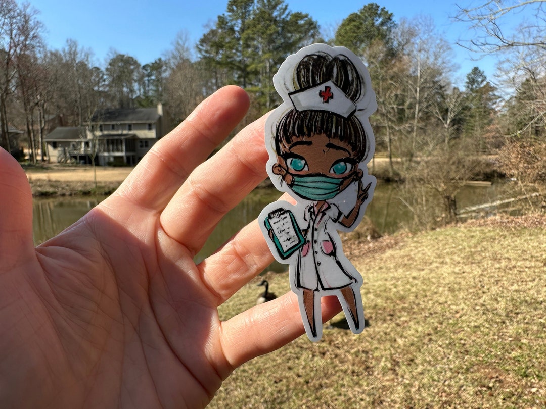 Nurse Brown Hair | 22H | Vinyl Sticker Waterproof | Window Cling ...