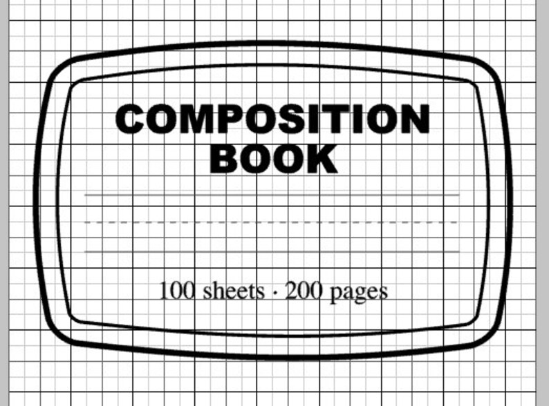Digital File Composition Notebook SVG Dxf Png for Print and Etsy