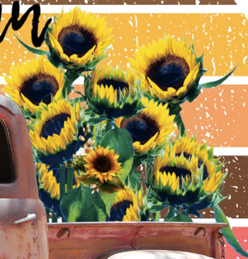 Download Sublimation TRANSFER Vintage Red Truck with Sunflowers | Etsy