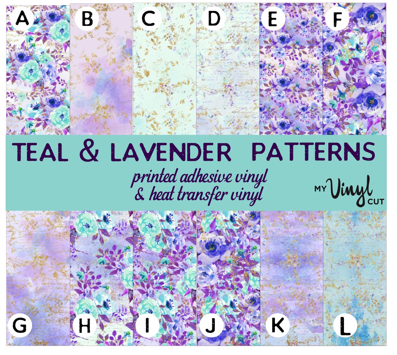Vinyl L Patterns Printed Vinyl LAVENDER and TEAL Patterns 12 X 12 Inch Sheet of Heat ...
