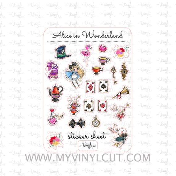 Sticker Sheet Set of Planner Stickers Party Favor Alice in | Etsy