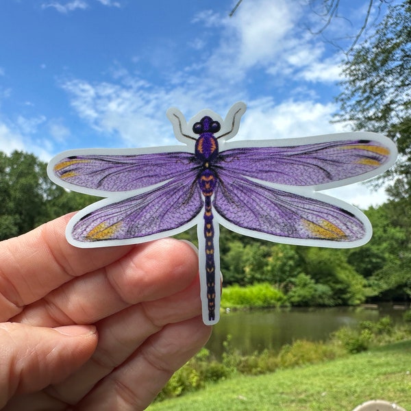 Purple Dragonfly |60F | Vinyl Sticker | Waterproof | Permanent Removable Adhesive | Window Cling | Glitter | Holographic | Clear Gloss Matte