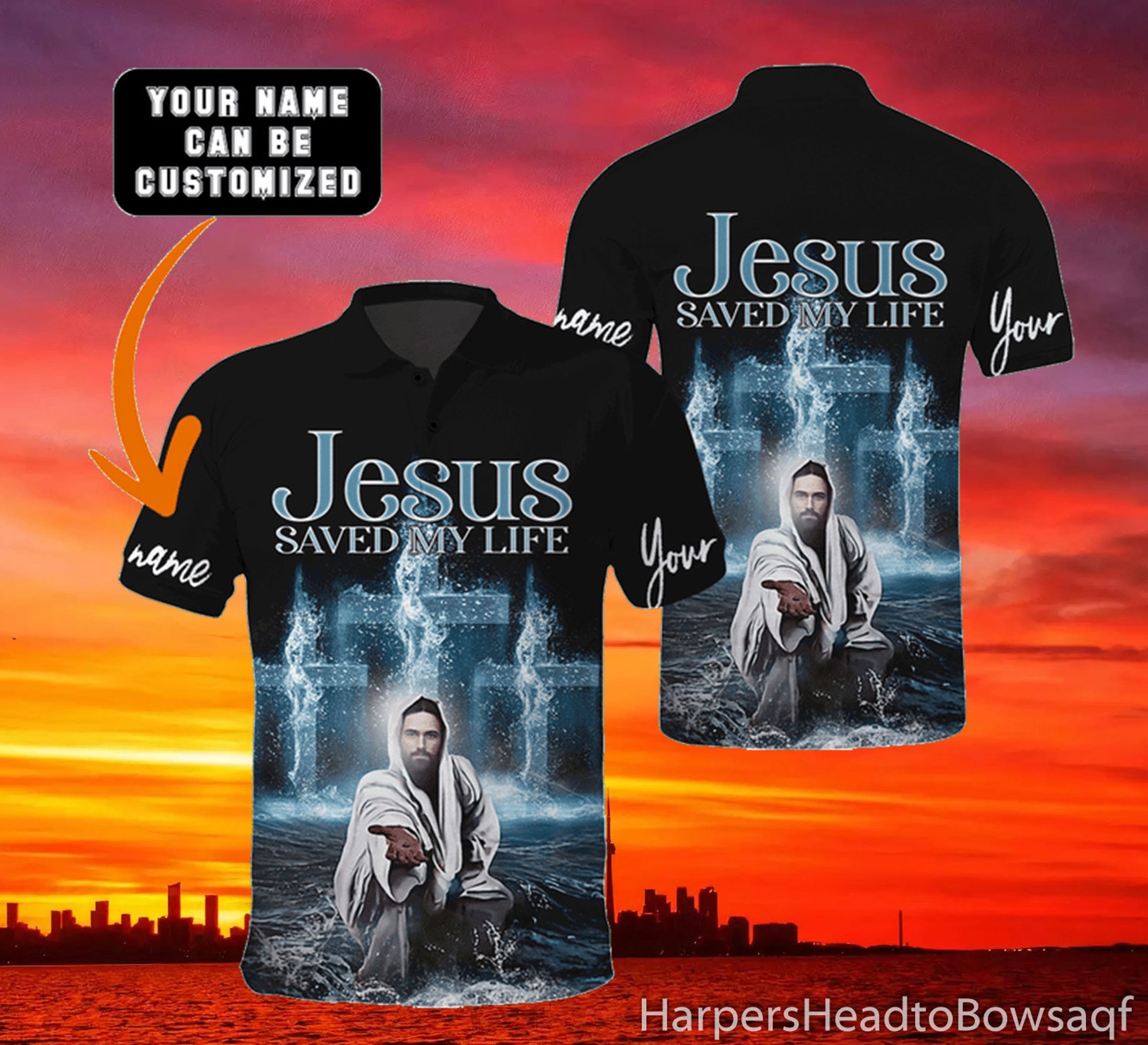 Jesus Christ Polo shirt Custom Jesus Saved My Life Love Jesus Customized 3D All Over Printed Polo Unisex