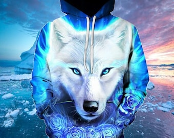 Black Wolf 3D Over Printed Hoodie for 