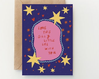 Love This Silly Little Life With You | Galentine's Card | Valentines Card