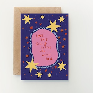Me encanta esta pequeña y tonta vida contigo / Tarjeta de Galentine / Tarjeta de San Valentín