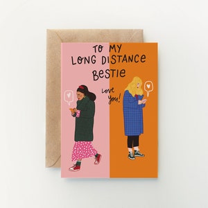 Para mi mejor amiga de larga distancia / Tarjeta de Galentines