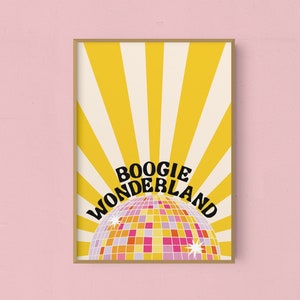 Boogie Wonderland / Disco Art Print / Cartel disco de los años 70 / Impresión Mirrorball